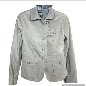 NWT Talbots Grace Fit Petite Blazer 4P Light Gray Velvety Cotton Blend Jacket